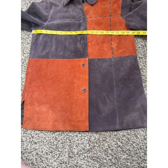 Vtg Jerry Lewis Womens Patchwork Leather Jacket Sz S Boxy Rodeo Western Longer - Picture 5 of 9